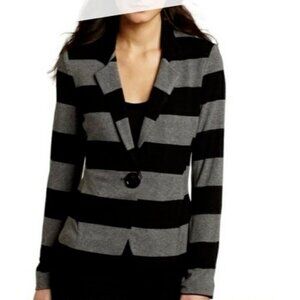 Bailey 44 Black & Gray Striped Long Sleeve Jersey Blazer Womens Size Small